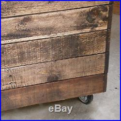 Rustic Solid Wood Recycled Pallet Storage Container Crate Toy Box on Wheels