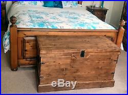 Rustic Wooden Large Pine Blanket Box Ottoman Storage Chest trunk Handmade New