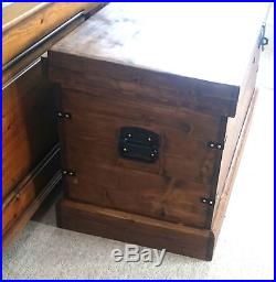 Rustic Wooden Large Pine Blanket Box Ottoman Storage Chest trunk Handmade New