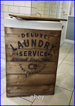 Rustic Wooden Laundry Crate with liner / Washing Basket Free Postage