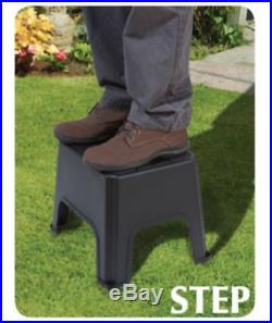 SIT, STEP & STORE Kitchen Garden Plastic Stool Storage Box Caddy Carry Handle