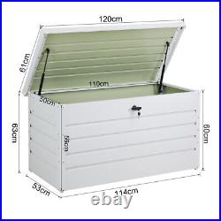 S/L/XL Outdoor Storage Box Garden Patio Steel Chest Lid Cushion ToolBox Multibox