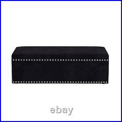 Safina Black Velvet Large Studded Storage Blanket Box SAF117