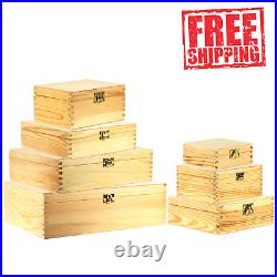 Selection of Small & Large Wooden Storage Boxes /Memory Keepsake Box with Lid UK