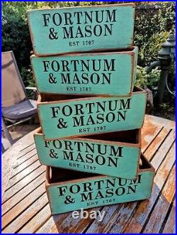 Set Of 5 Vintage Style Waxed Wooden Boxes Fortnum & Mason Shabby Chic