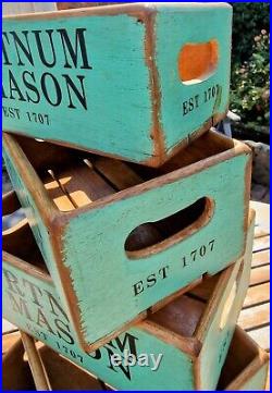 Set Of 5 Vintage Style Waxed Wooden Boxes Fortnum & Mason Shabby Chic