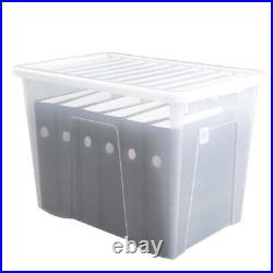Set of 10 Large 80 Litres Stackable Storage Box Lids Clear Plastic UK Made