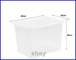 Set of 10 Large Storage Box with Lid Clear Plastic Container Made in U. K