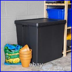 (Set of 12) 92L Black Storage Boxes with Lid Extra Large Box Wholesale Bulk Buy