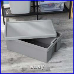 (Set of 18) 36L Heavy Duty Large Plastic Storage Boxes with Lids Containers Grey