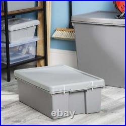 (Set of 18) 36L Heavy Duty Large Plastic Storage Boxes with Lids Containers Grey