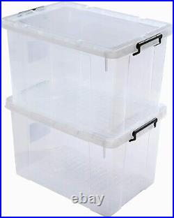 Set of 20 Extra Large XL Clear 130L Plastic Storage Container Boxes Tub 77x56x45