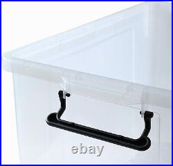 Set of 20 Extra Large XL Clear 130L Plastic Storage Container Boxes Tub 77x56x45