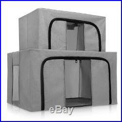 Set of 2 Foldable Storage Boxes Collapsible Box Clothing Organizer Large Clear