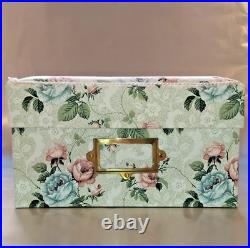 Set of 3 LARGE vintage stackable quality Storage boxes padded floral fabric MINT