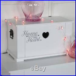 Set of 3 pretty white heart trunks box chest large medium small bedroom storage
