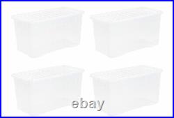 Set of 4 Clear Plastic Storage Boxes With Lids Crystal Stackable Containers UK