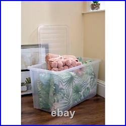 (Set of 5) 110L Clear Plastic Storage Box Lid Extra Large Organizing Container