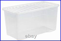 (Set of 5) 110L Clear Plastic Storage Box Lid Extra Large Organizing Container