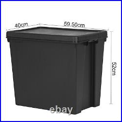 (Set of 5)BLACK Storage Box Lid Recycled Plastic Heavy Duty Commercial Container