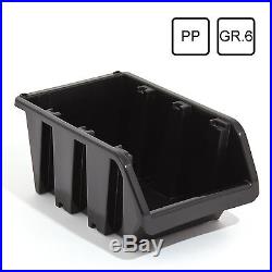 Set of 60 XXL extra large black plastic storage bin IN-Box, size 6