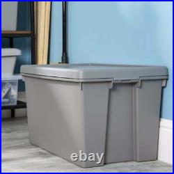 Set of 6 62L Grey Upcycled Plastic Storage Strong Cement Container & Lid Home