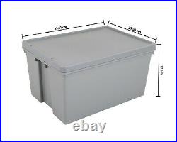(Set of 6) 62L Heavy Duty Storage Boxes with Lids Plastic Commercial Containers