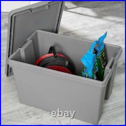 (Set of 9) 62L Heavy Duty Storage Boxes with Lids Plastic Commercial Containers