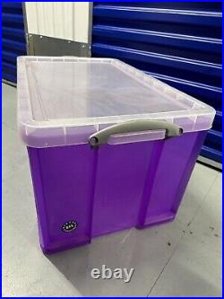 Set of Six Really Useful Purple Storage Boxes with Lids