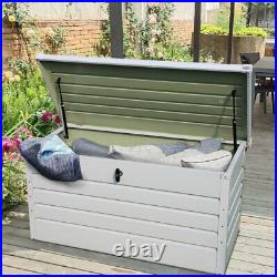 Sit-On Lid Outdoor Garden Storage Box Large Metal Chest Cushion Patio Container