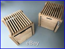 Skagerak Cutter Stools in oak x 2 plus large matching storage boxes with lids
