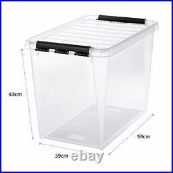 SmartStore 61L Large Plastic Storage Boxes with Lid, 4 Pack, Reinforced, Clear