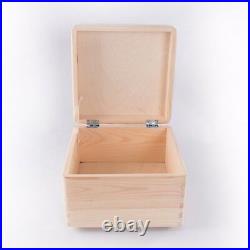 Square Wooden Storage Box With Lid / Pinewood Memory Keepsake / Decoupage Craft