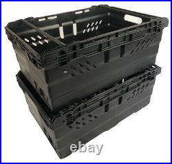 Stack Nest Bale Arm Plastic Storage Boxes Containers Crates! 10 x 46 Litre