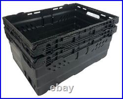 Stack Nest Bale Arm Plastic Storage Boxes Containers Crates! 10 x 46 Litre