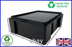 Stackable Black Plastic Heavy Duty Storage Box 1 pallet of 100 UK Wholesale Bulk