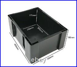 Stackable Black Plastic Heavy Duty Storage Box 1 pallet of 80 UK Wholesale Bulk