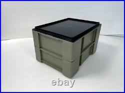 Stackable Khaki pack of 6 Plastic Heavy Duty Storage Boxes +Lid UK 400x300+120mm