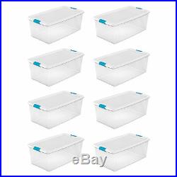 Sterilite 106-Qt. Clear Stackable Latching Storage Box Container, 8 Pack 1499