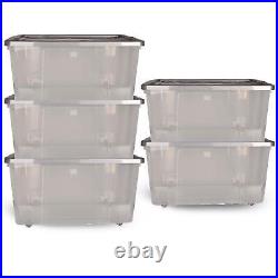 Storage Box Wheeled With Lid 100L 5 Pack