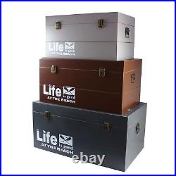 Storage Box Wooden Container Luxury MDF Set of Three Large Wood Urban Home