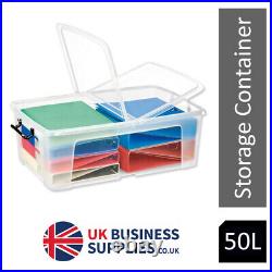 Strata 50L Smart Plastic Storage Box Clip-On, Folding Lid, Handles from £7.69