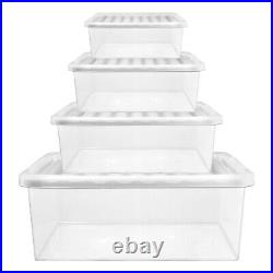 Strong Stackable Under Bed 32 Litre Clear Plastic Storage Boxes With Lids