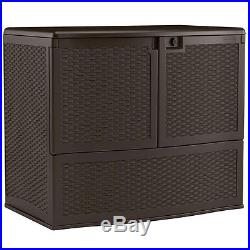 Suncast VDB19500S Premium Extra Large Garden Resin Wicker Storage Deck Box