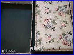 THREE LARGE vintage stackable Storage boxes floral fabric top great condition