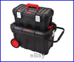 Tool Box With Wheels 2 in 1 Large Rolling Mobile Trolley Storage Box Chest Cart