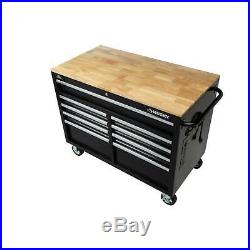Tool Chest Mobile Workbench Hardwood 9-Drawer Garage Storage Box Mechanic Black
