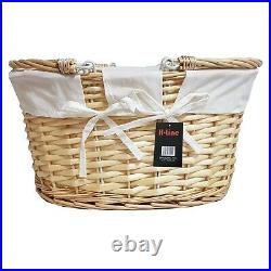 Traditional Shopping Baskets Hamper Folding Handles Picnic Storage Wicker Box