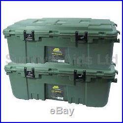 Twin Pack of Large Green Military Storage Trunk, Plano