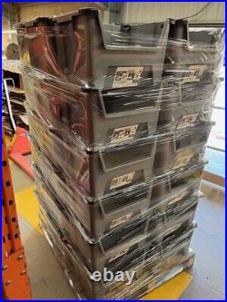 Used 100x 50L Storage Tubs Stacking Warehouse Pallet Racking Pick Bin Plastic